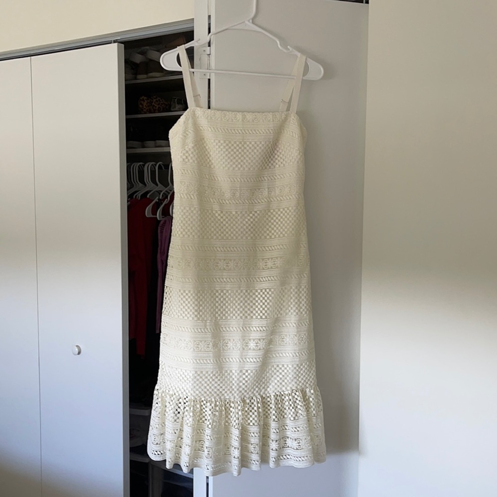 J. Crew Geometric Lace Midi Dress - Ivory